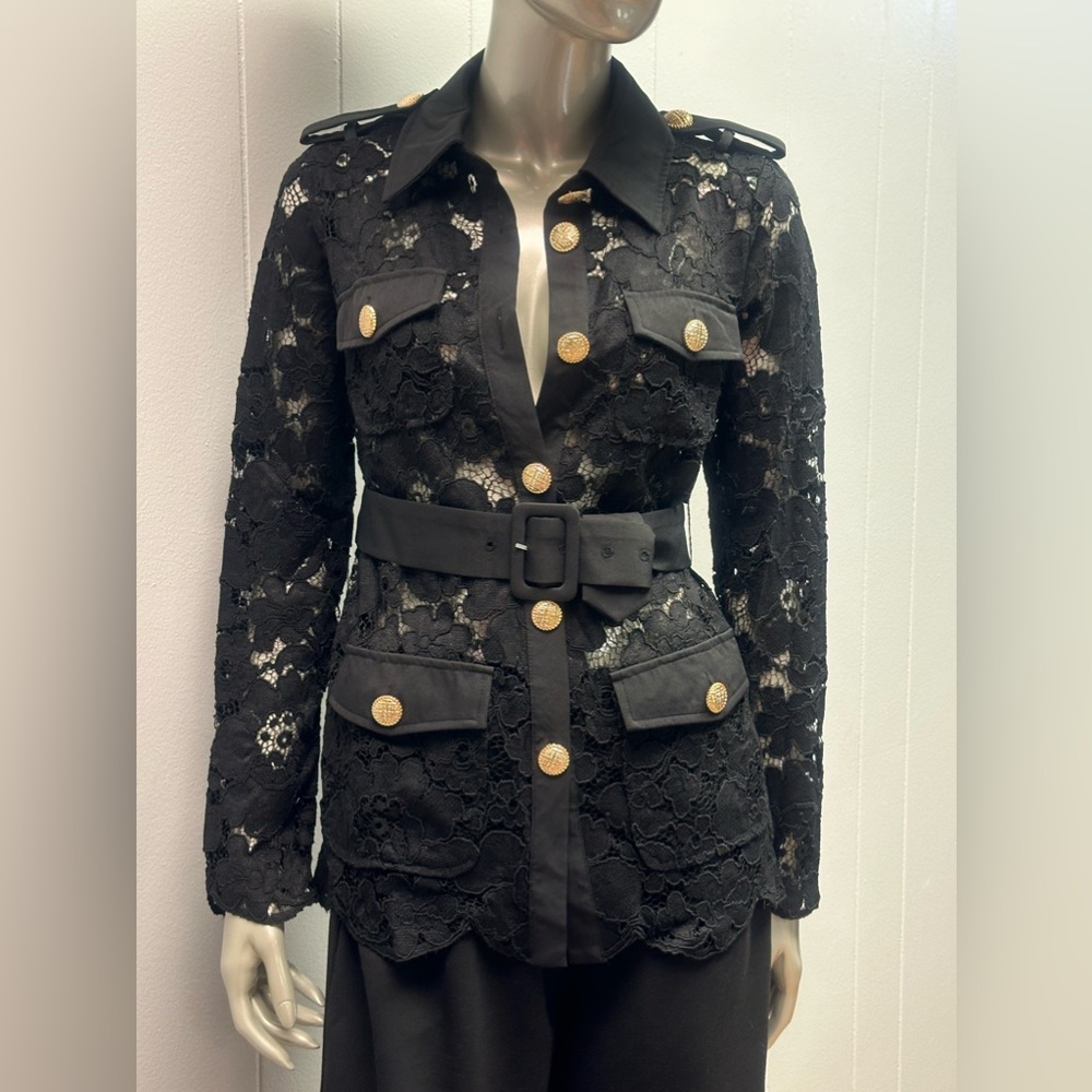 Simple Elegance Floral Lace Button Down Blouse